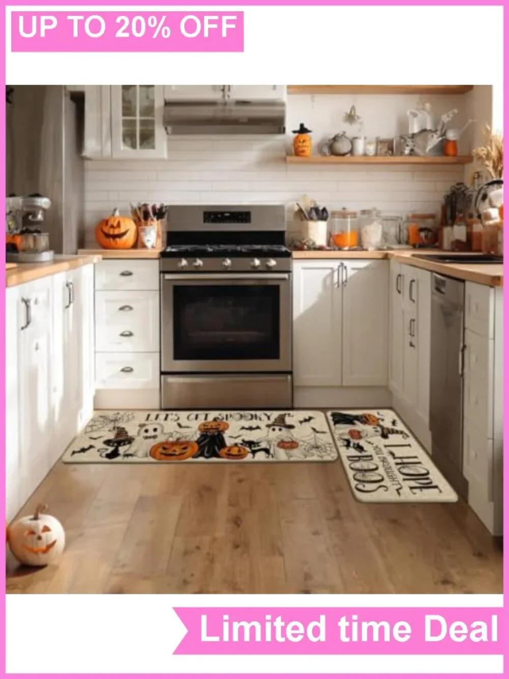 Halloween Spider Web Kitchen Mats Set of 2 Non-Slip Rubber Polyester Felt